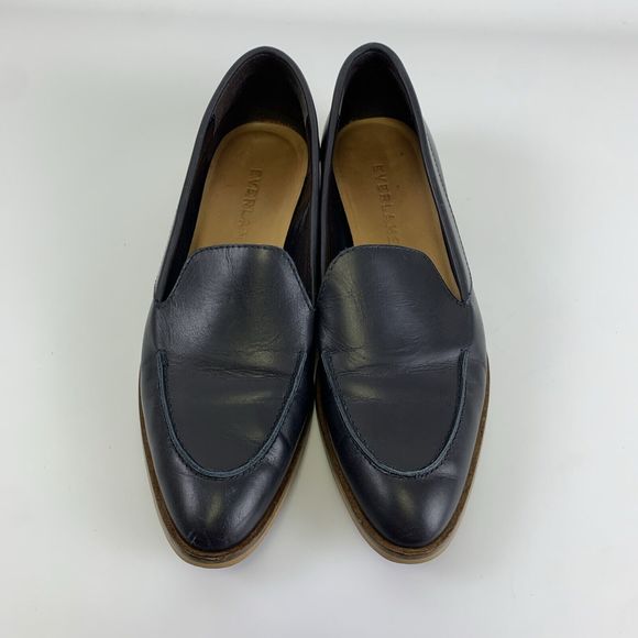 Everlane Modern Loafer Navy Italian Leather Slip On Flats Pointed Toe Womens 9 - Picture 4 of 12
